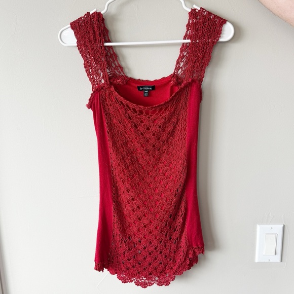VTG Y2K Crochet Lace Red Blouse Top Sz XS - Picture 3 of 8